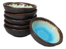 Set Of 6 Blue Sky Aozora Kannyu Ceramic Wavy Round Condiment Sauce Dishes 3oz