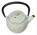 Mint Green Rustic Honeycomb With Bee Petite Cast Iron Teapot 10oz Tea Pot
