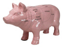 Large Ceramic Rustic Country Farmhouse Pink Pig Pork Butcher Chart Figurine