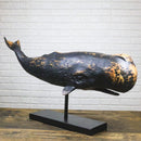 30"L Large Nautical Marine Sperm Whale Fish Faux Wood Sculpture On Pole Stand - Ebros Gift