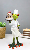 French Monsieur Baker Frog With Birthday Cake Decorative Figurine