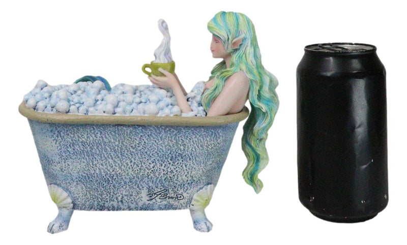 Amy Brown Aquamarine Pretty Mermaid Relaxing And Bubble Bathing in Tub Figurine