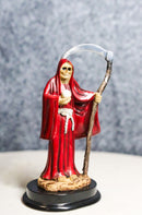 Red Robe Santa Muerte With Scythe Patroness Of Love And Romance Figurine 5"H