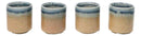 Set of 4 Artistic Blue River Sand Ao Nagashi Porcelain 1.25oz Ochoko Yuzu Cups