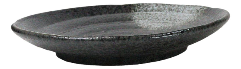 Pack Of 5 Ceramic Charcoal Grey Tone Hakumu Porcelain Round Dinner Plates 8.75"D