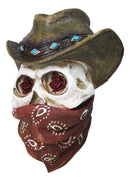 Western Wild West Cowboy Skull With Rose Eyes Hat and Bandana Mask Wall Decor