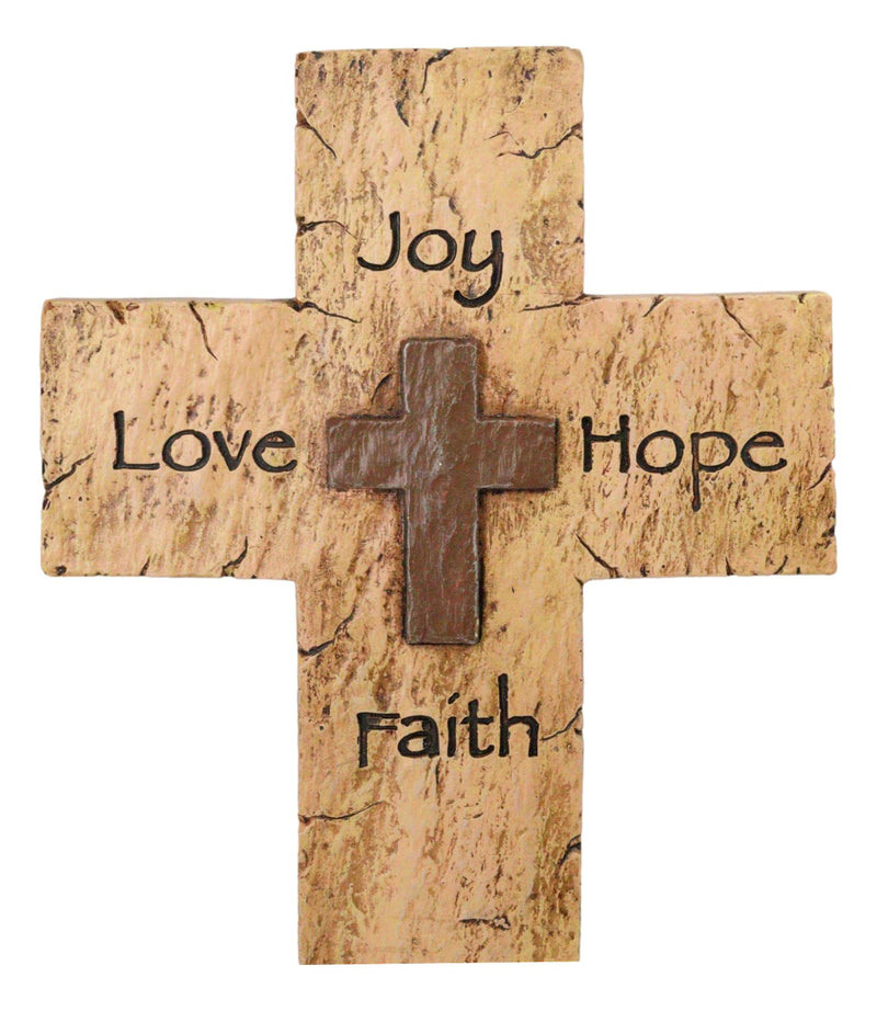 Rustic Inspirational Tuscany Vintage Love Joy Hope Faith Layered Wall Cross