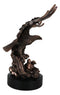 Majestic Bald Eagle Mother Spreading Her Wings Over Her Chick Bronzed Figurine