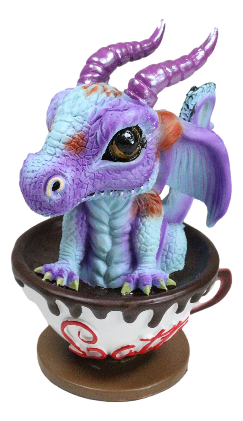 Fantasy Chocolate Latte with Eugene Baby Dragon In Beverage Saucer Cup Figurine