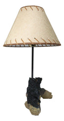 Rustic Western Whimsical Forest Black Bears Resting On Tree Log Table Lamp