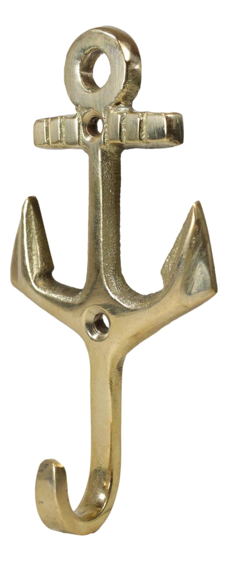 Set of 2 Brass Vintage Maritime Sailor Nautical Ocean Sea Ship Anchor Wall Hooks
