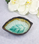 Pack Of 6 Green Midori Kannyu Ceramic Leaf Shaped Sauce Condiment Dishes 2oz