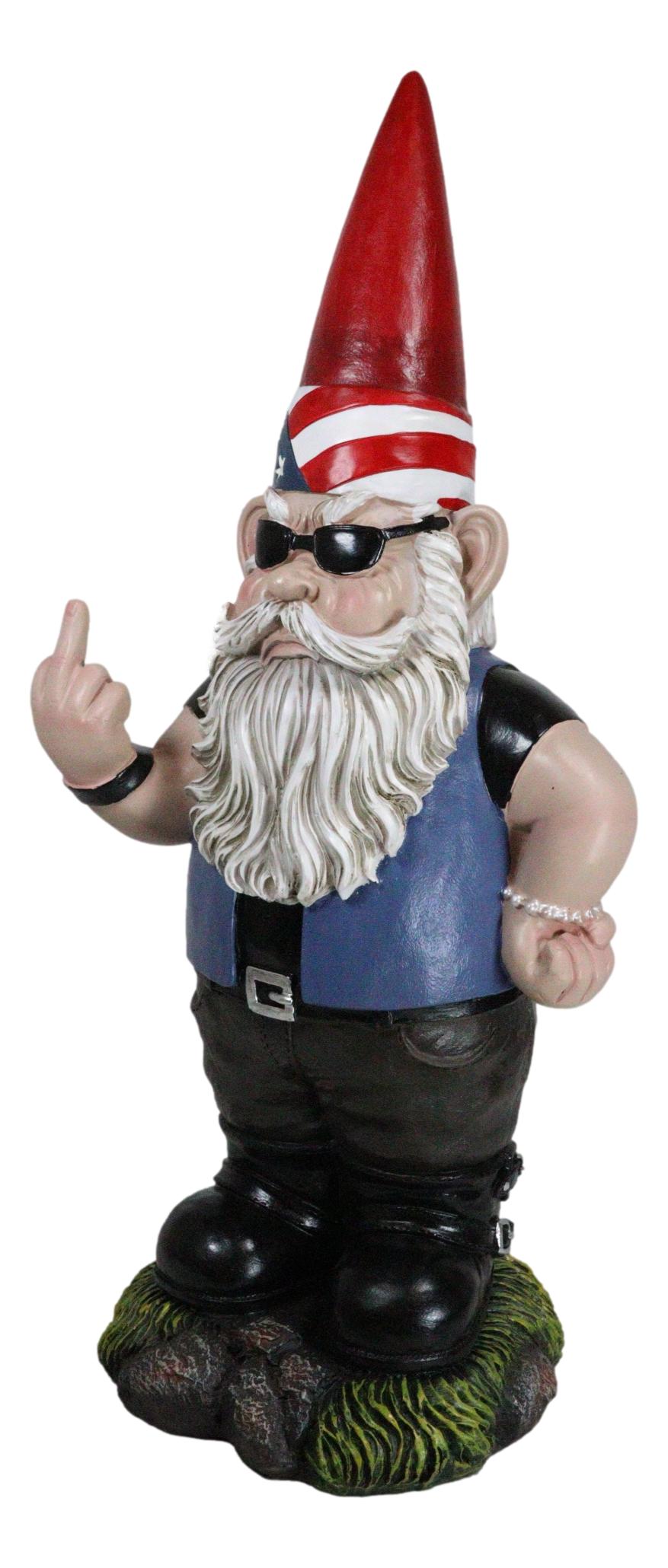 Ebros Rude Garden Greeter Go Away! Gnome Dwarf Statue 17.25"H Patriotic Gnome - Ebros Gift