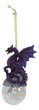 Ruth Thompson Purple Maelstrom Dragon On Pearl Glass Ball Ornament Figurine 5"H