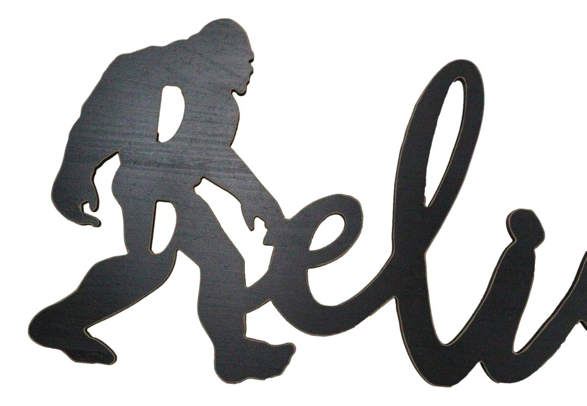 Legend Bigfoot Sasquatch Big Foot Believe Word Sign Cutout MDF Wood Wall Decor