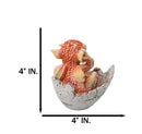Adorable Orange Baby Dragon Hatchling Cracking Out of Egg Shell Figurine 4"H