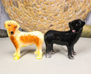 Ceramic Black And Fawn Labrador Dogs Salt And Pepper Shakers Figurine Set