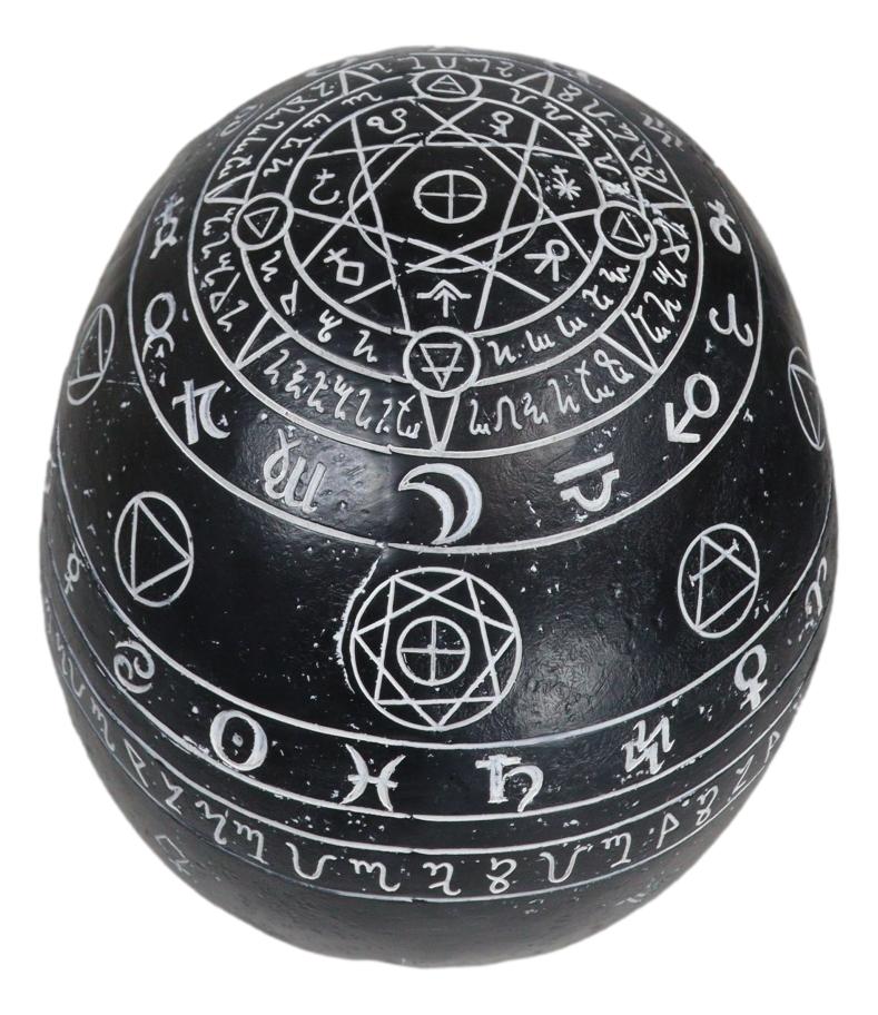 Gothic Wicca Black Mystic Arts Planetarium Zodiac Celestial Ancient Symbols Skull Figurine
