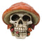 Brown Macabre Toadstool Mushroom Cap Skull With Mini Fungi Figurine 5" L