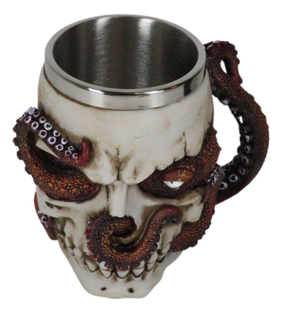 Marine Cthulhu Octopus Hiding In Skull Crevices Tentacles Arm Handle Coffee Mug