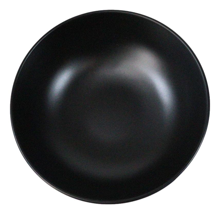 Pack Of 6 Modern Matte Black Melamine Round Appetizer Rice Shallow Bowls 16oz