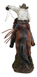 Rustic Western Cowboy Riding On Horse Rodeo Tie Down Roping A Calf Figurine