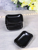 Pack Of 6 Ceramic Black Kokuyo Soy Sauce Oil Condiment Rectangular Dishes 2oz