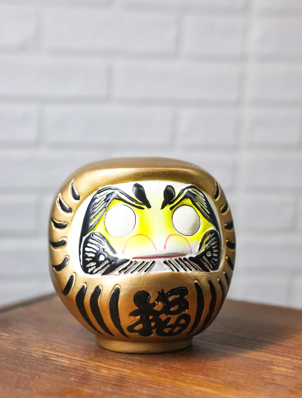 Gold Talisman of Prosperity Japanese Zen Daruma Figurine With Unpainted Eyes