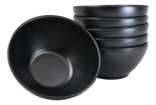 Pack Of 6 Black Silk Melamine Ramen Soup Salad Pasta Donburi Medium Bowls 26oz