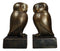 Faux Bronze Wise Forest Barn Owls On Pedestals Bookends Pair Set Figurines