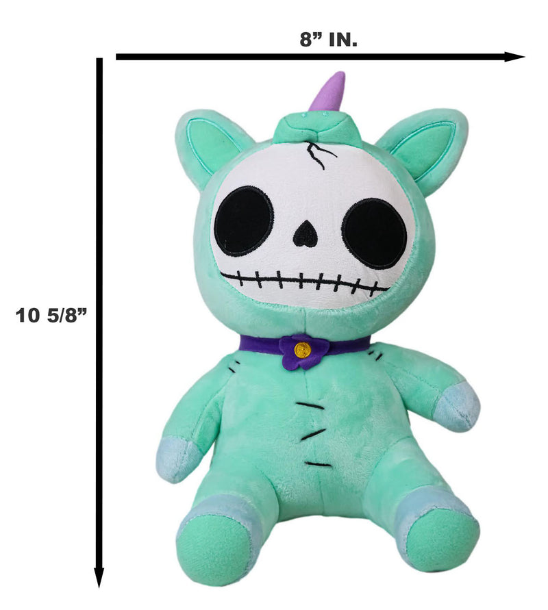 Ebros Larger Furry Bones Blue Unicorn Unie Skeleton With Pink Horn Plush Toy