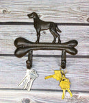 Pack of 2 Cast Iron Rustic Abstract Faithful Dog with Bone Double Wall Hooks