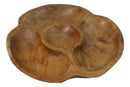 Rustic Live Edge Teak Wood Sectional Serving Dish Divided Snack Tray 4 Parts