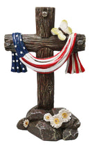 Patriotic Memorial Desktop Standing Rugged Cross With American Flag Figurine