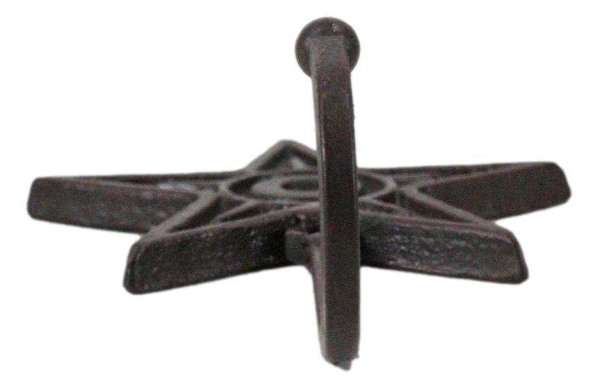 Cast Iron Rustic Western Star Wall Hanger Coat Jacket Towel Hook Set Of 4 - Ebros Gift