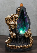 Gothic Melting Skulls Faux Geode Crystals LED Light Cave Backflow Incense Burner