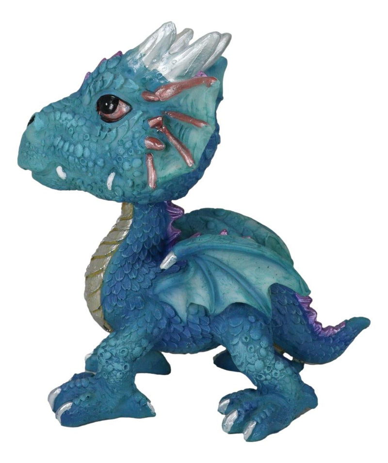 Blue Whimsical Wyrmling Dragon With Flutter Wings Decorative Bobblehead Figurine
