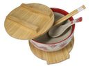 Red Ryu Dragon Design Donburi Ramen Bowl With Lid Trivet Spoon Chopsticks Set
