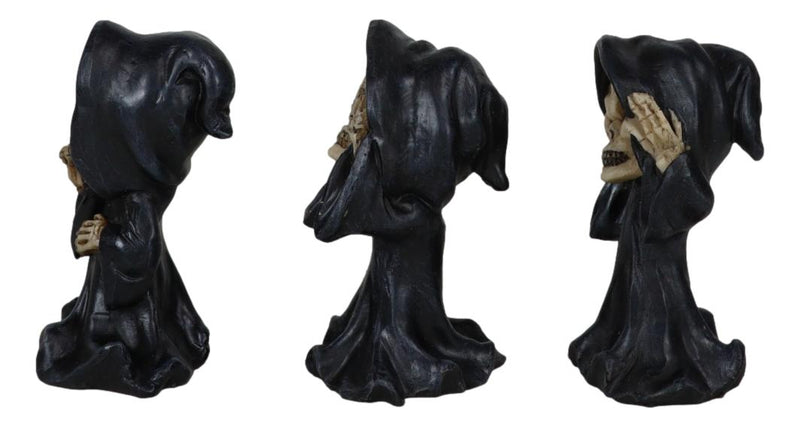 Set Of 3 See No Evil Speak No Evil Hear No Evil Grim Reaper Chibi Mini Figurines