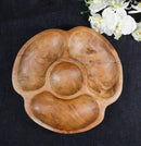 Rustic Live Edge Teak Wood Sectional Serving Dish Divided Snack Tray 4 Parts