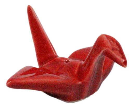 Ebros Set of 4 Ceramic Red Japanese Origami Crane Incense Stick Holders