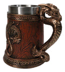 Large Dragon Barrel Mug with Sword Sculpted Handle – Medieval Drink Tankard 20oz