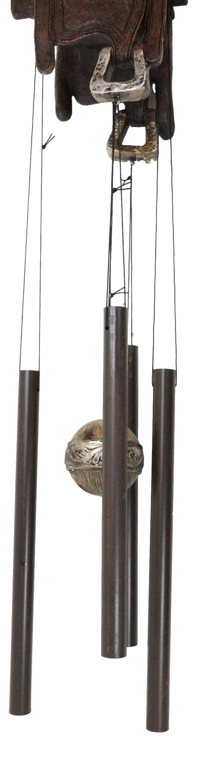 Western Country Cowboy Rustic Horse Saddle Decorative Wind Chime Garden Accent