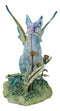 Whimsical Amy Brown Blue Fairy Cat With Pixie Fae In Enchanted Garden Figurine