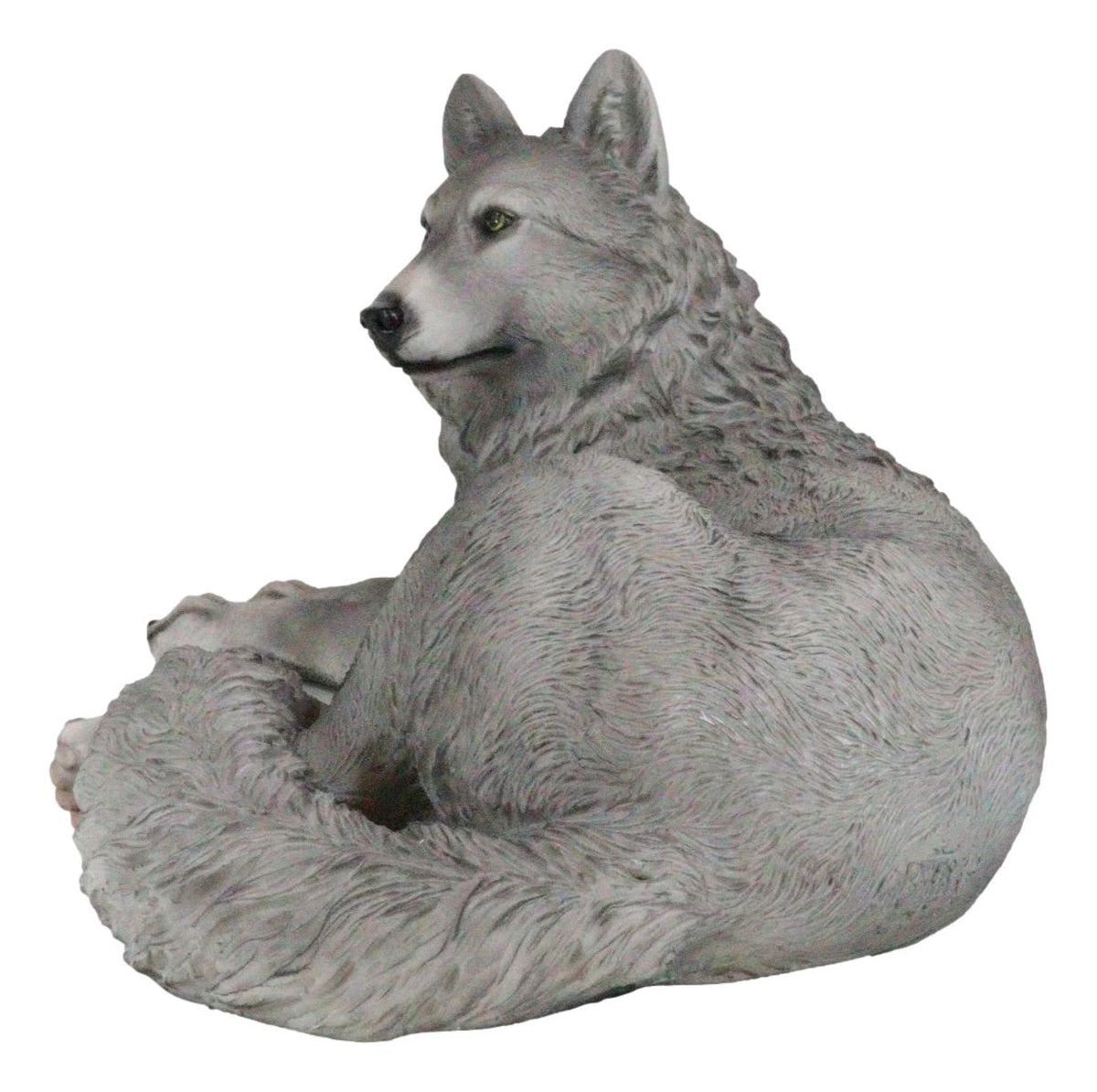 Resting Wise Gray Lone Wolf Figurine Timberwolves Pack Decorative Decor Statue - Ebros Gift