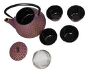Royal Purple And Gold Honeycomb Tetsubin 27oz Cast Iron Tea Pot With 4 Cups Set