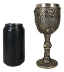 Wicca Wisdom Of The Woods Great Horned Owl Perching On Pentagram Wine Goblet