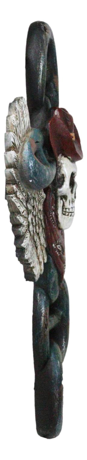 Gothic Angel Winged Cowboy Skull With Red Scarf Prison Shackle Chains Wall Cross