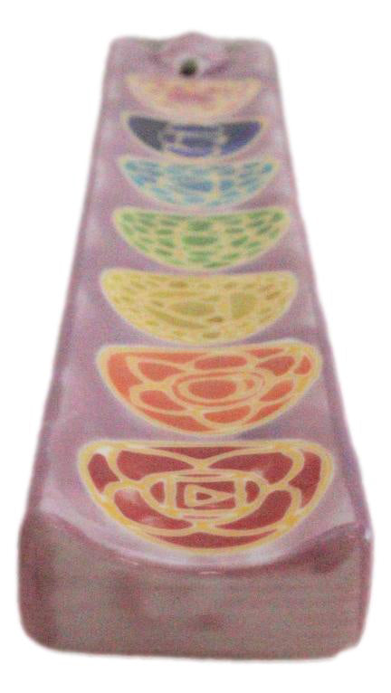 Ceramic Colorful Rainbow 7 Chakra Zone Colors Mandala Flowers Incense Holder