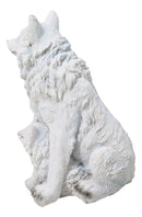 Winter Tundra Forest Snow White Wolf With 3 Adorable Cubs Family Figurine
